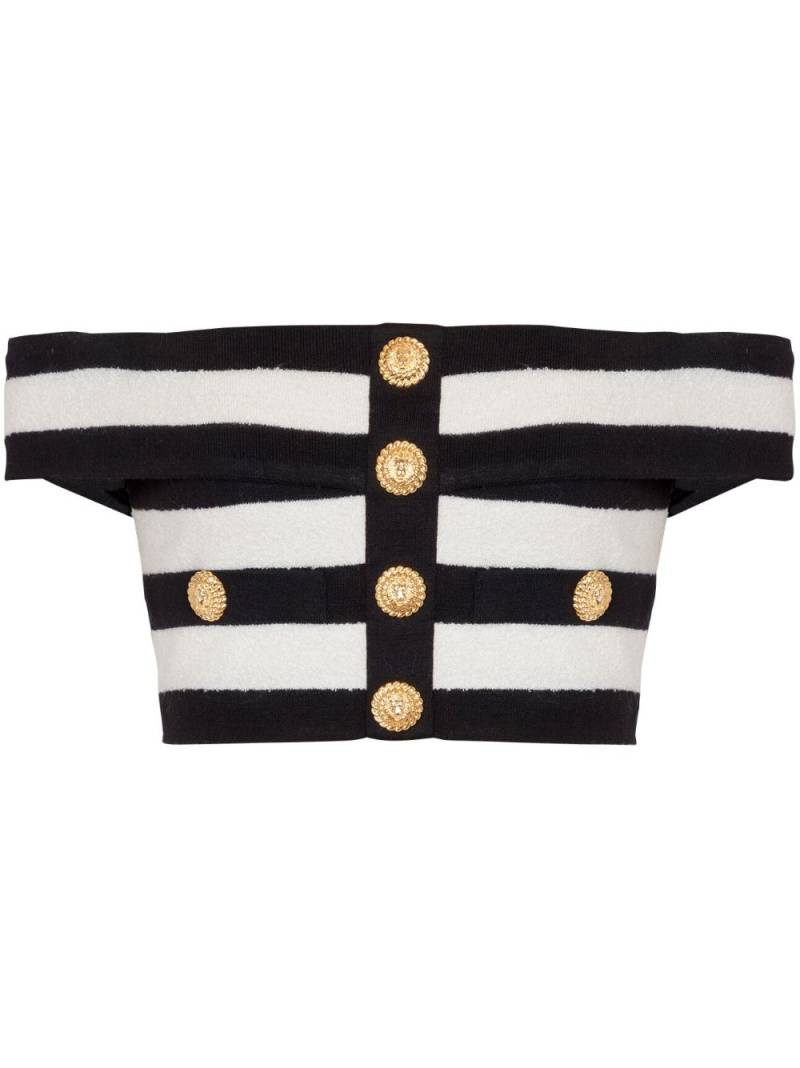 Balmain off-shoulder striped top - Black von Balmain