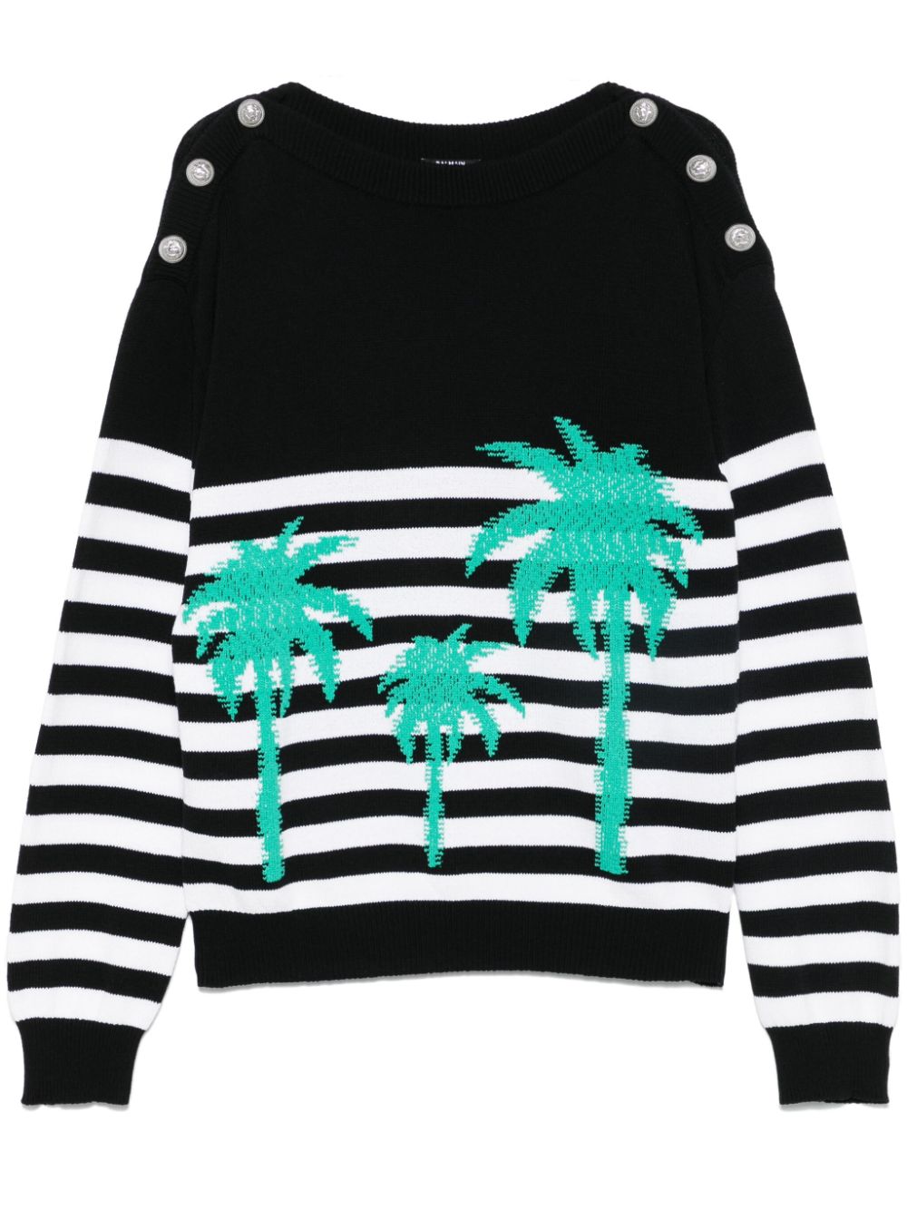 Balmain palm-tree-jacquard sweater - Black von Balmain