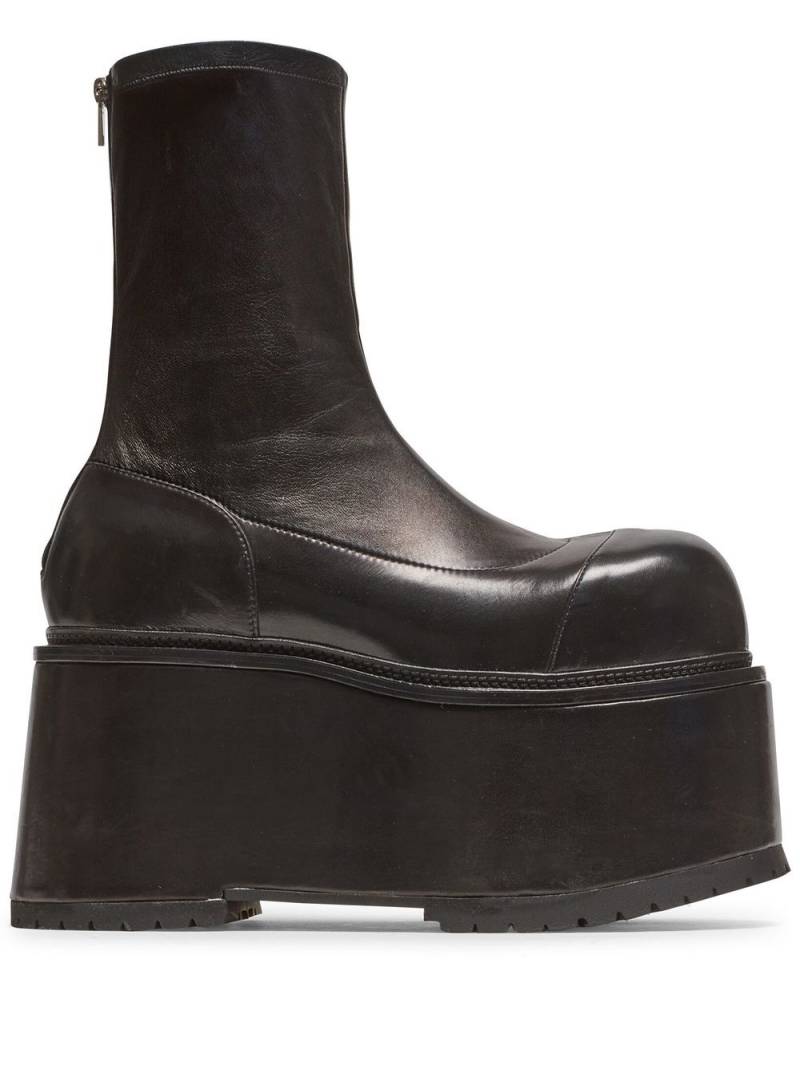 Balmain platform leather boots - Black von Balmain