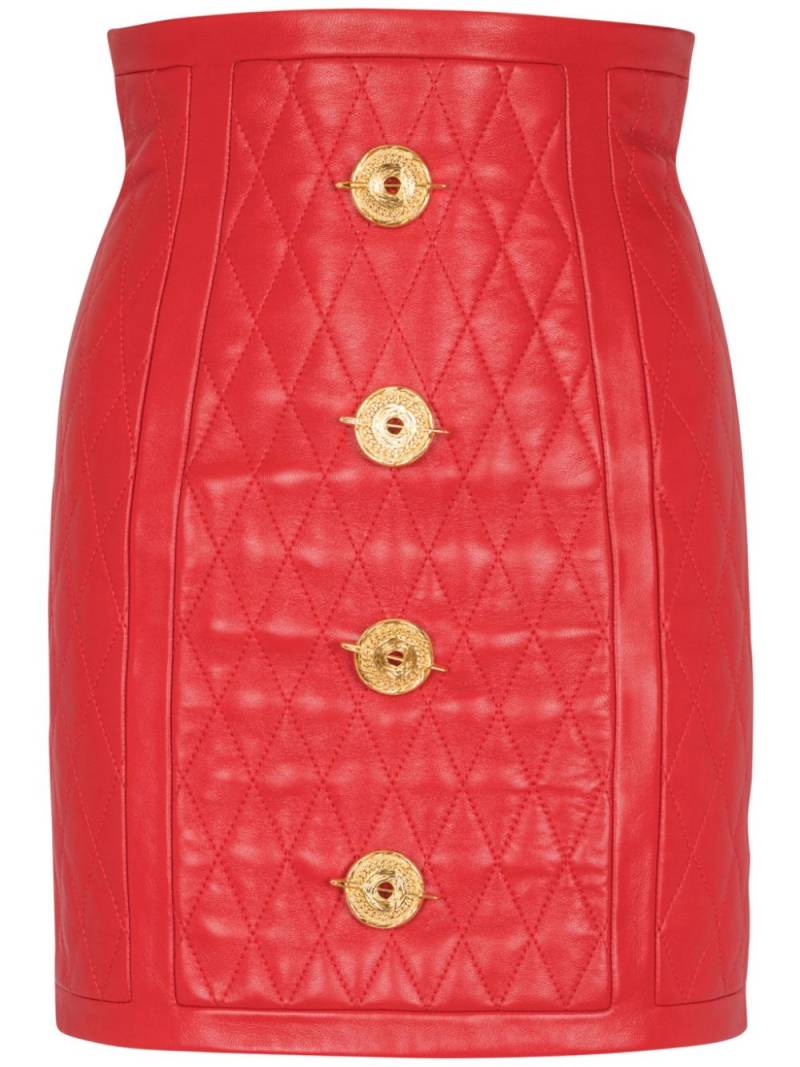 Balmain quilted leather mini skirt - Red von Balmain