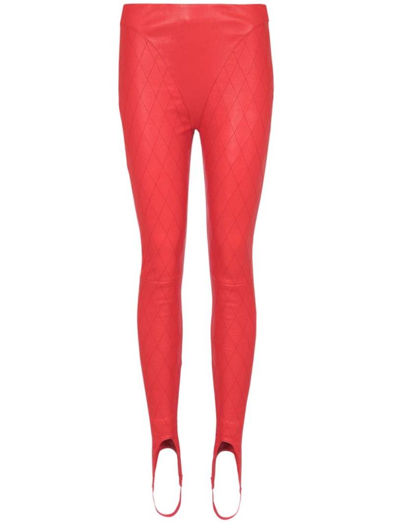 Balmain quilted leather stirrup leggings - Red von Balmain