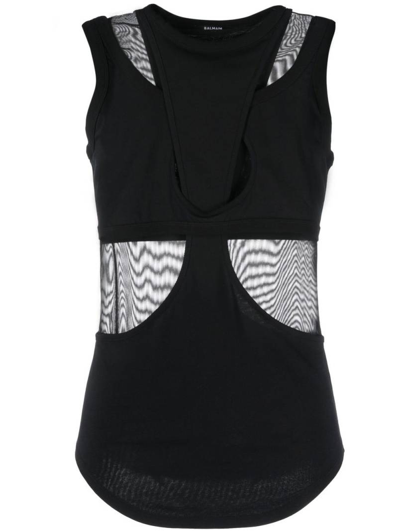 Balmain rear logo-plaque tank top - Black von Balmain