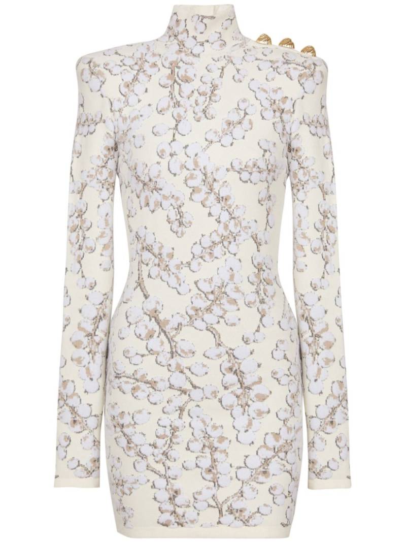 Balmain redcurrant jacquard-knit mini dress - White von Balmain