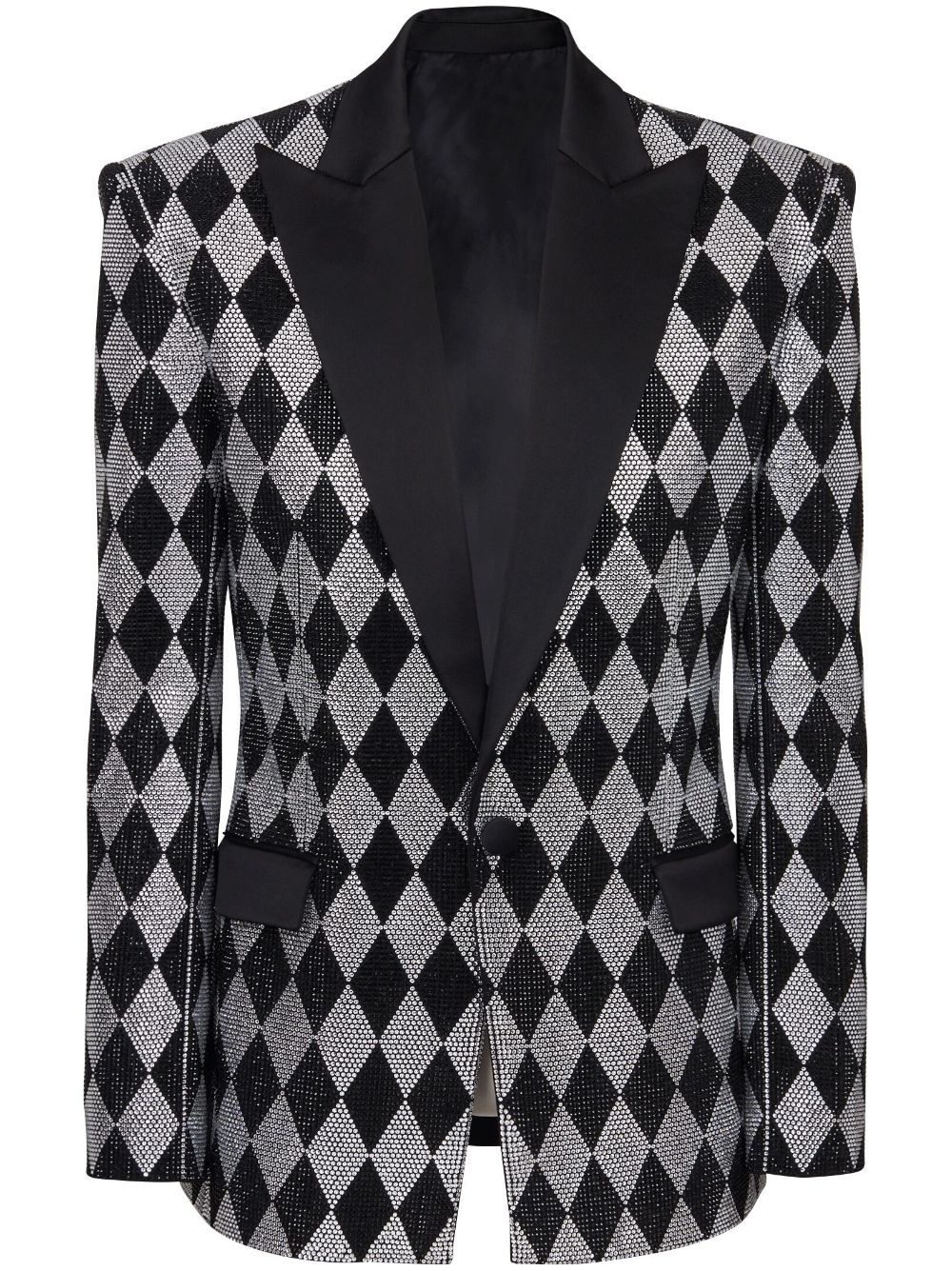 Balmain rhinestone-embellished diamond-pattern blazer - Black von Balmain