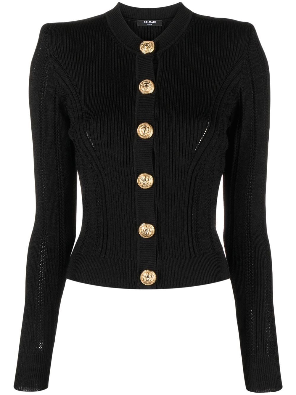 Balmain ribbed-detail fitted cardigan - Black von Balmain