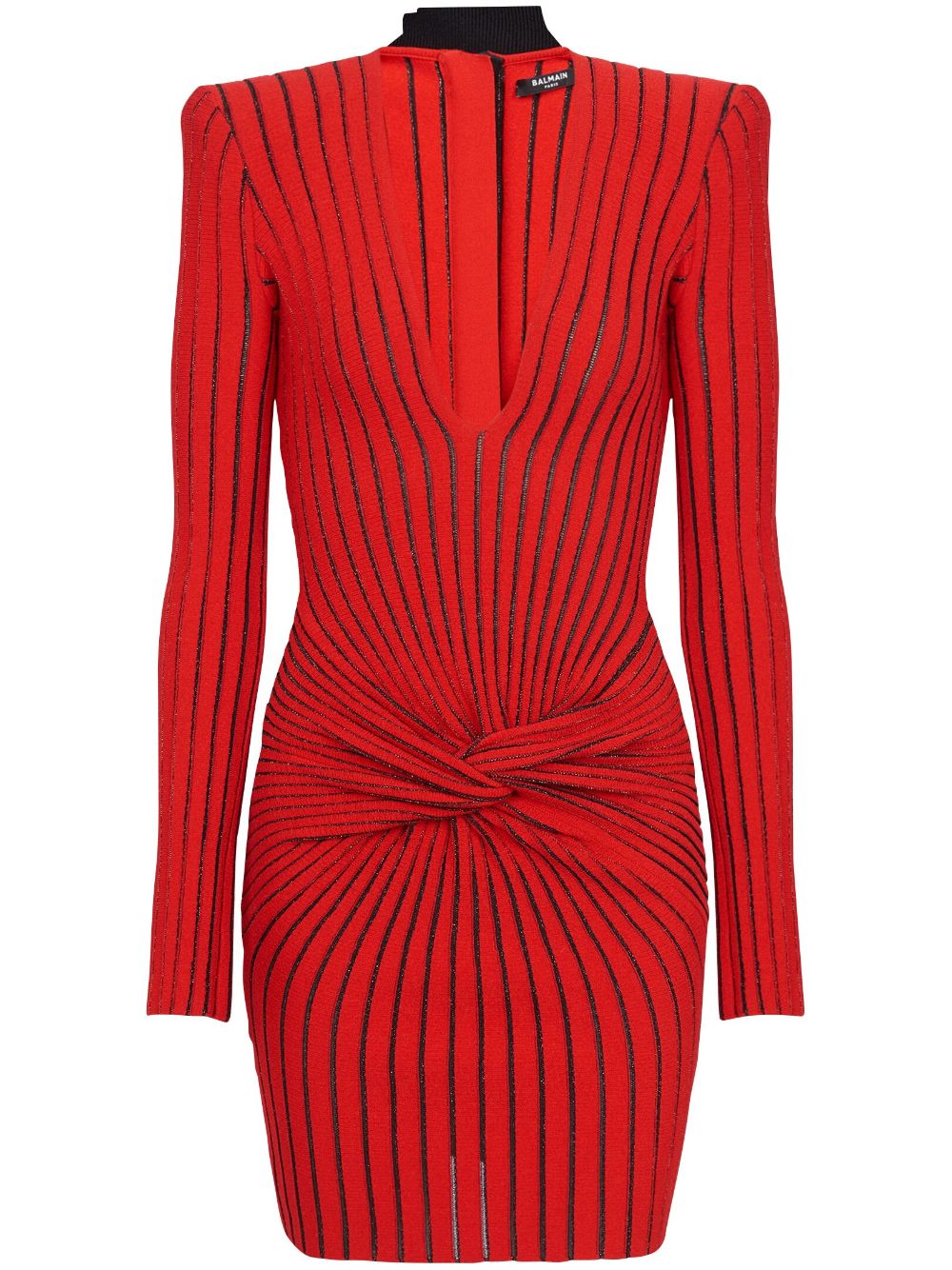 Balmain ribbed-knit long-sleeve dress - Red von Balmain