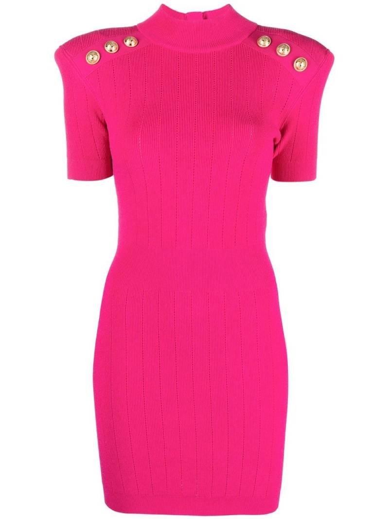 Balmain ribbed knit short-sleeve dress - Pink von Balmain