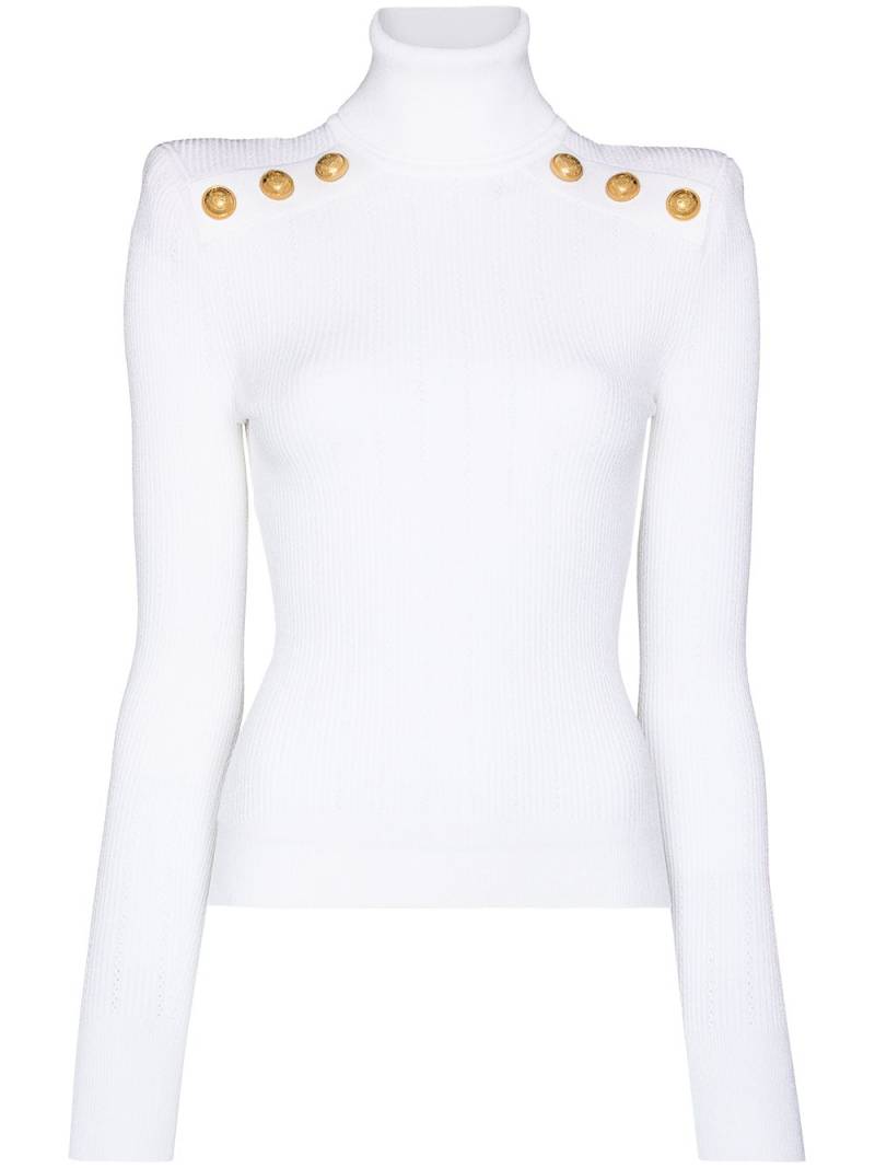 Balmain ribbed turtleneck jumper - White von Balmain