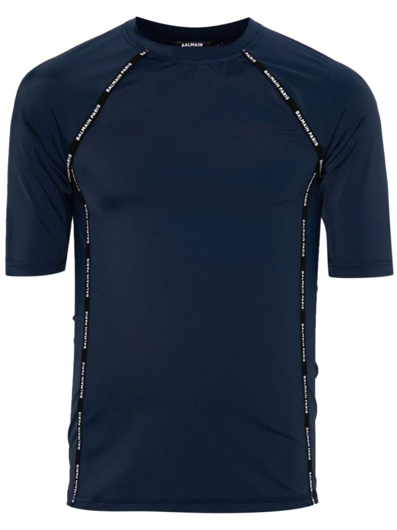 Balmain rubberised-logo T-shirt - Blue von Balmain