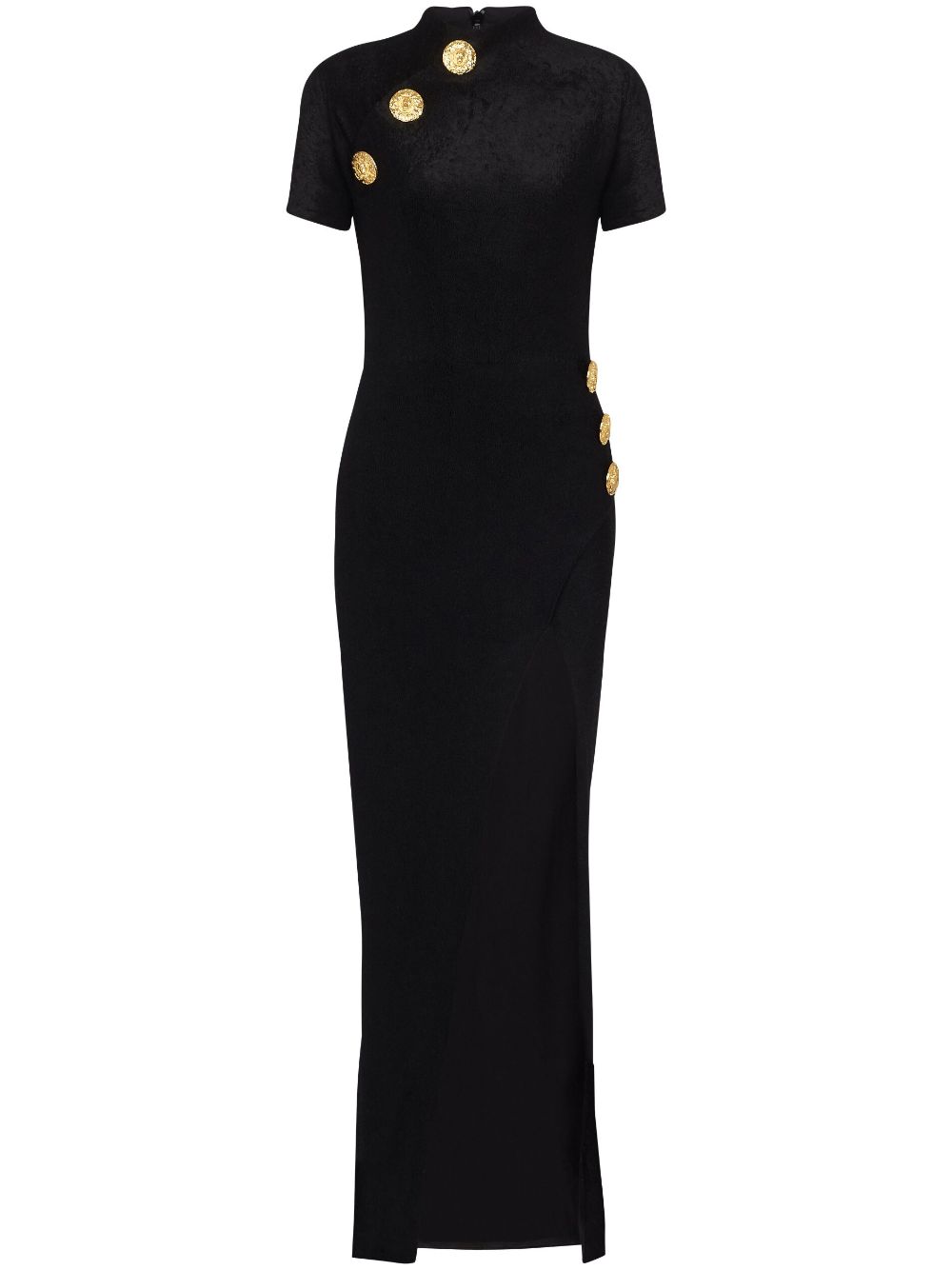 Balmain short-sleeve buttoned maxi dress - Black von Balmain