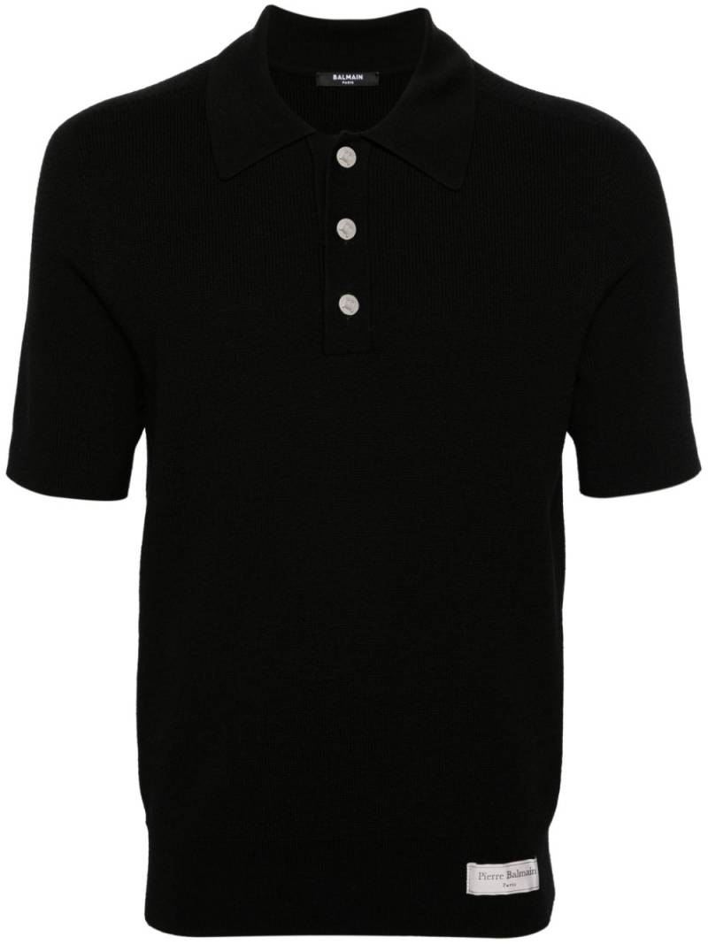 Balmain short-sleeve merino polo shirt - Black von Balmain