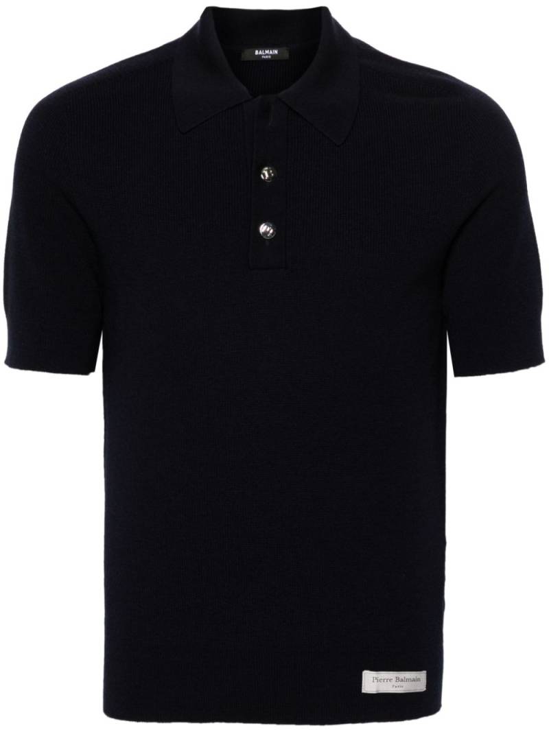 Balmain short-sleeve merino polo shirt - Blue von Balmain