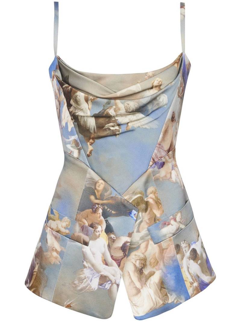 Balmain Sky-print tailored corset top - Blue von Balmain