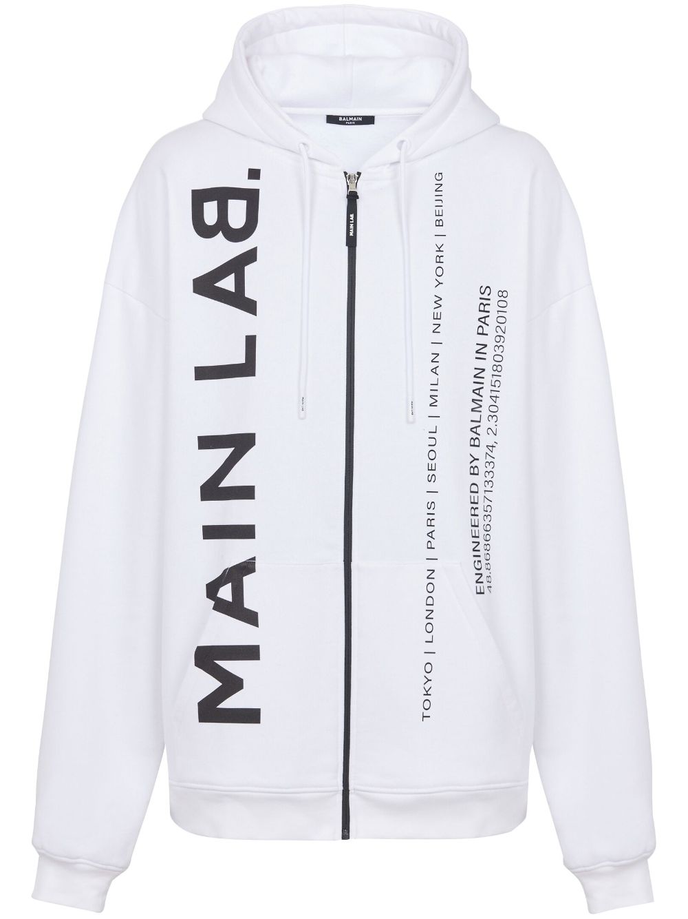 Balmain slogan-print zip-up hoodie - White von Balmain