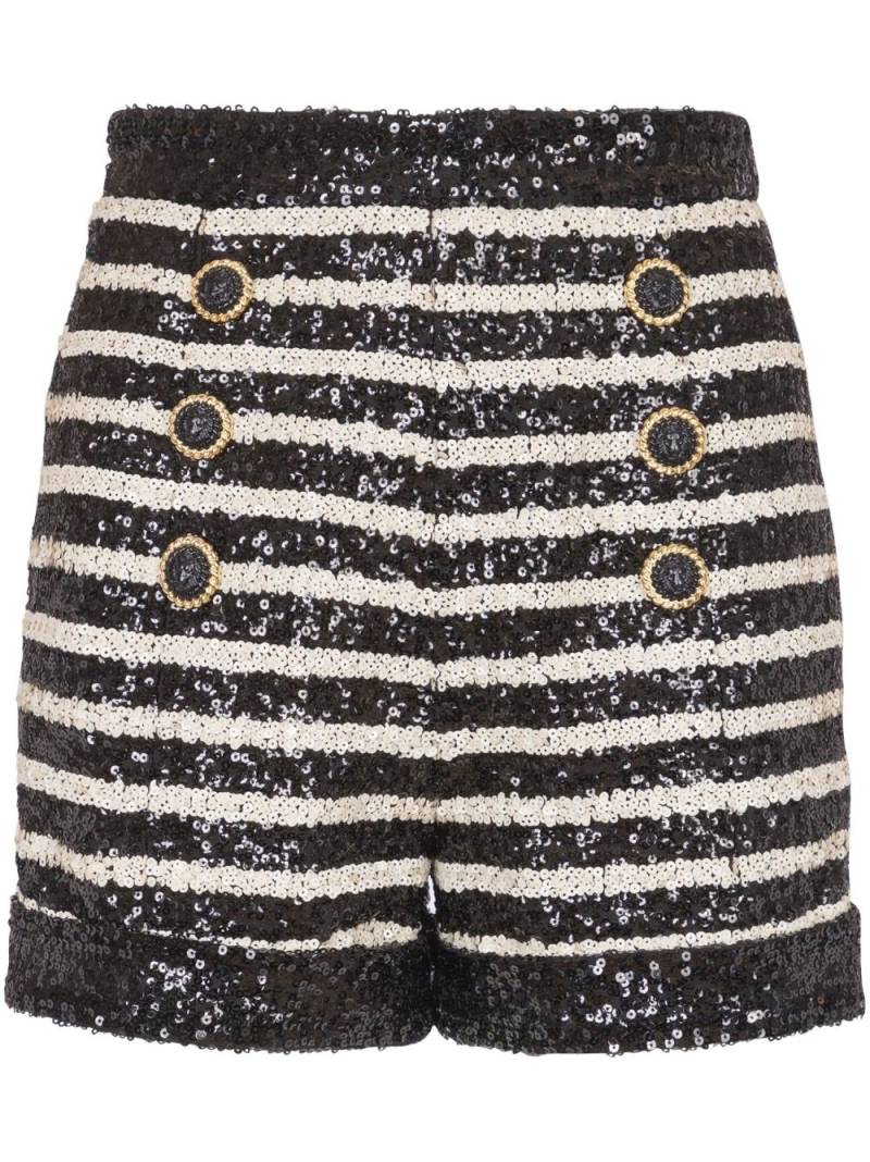 Balmain stripe-print rhinestone-embellished shorts - Black von Balmain