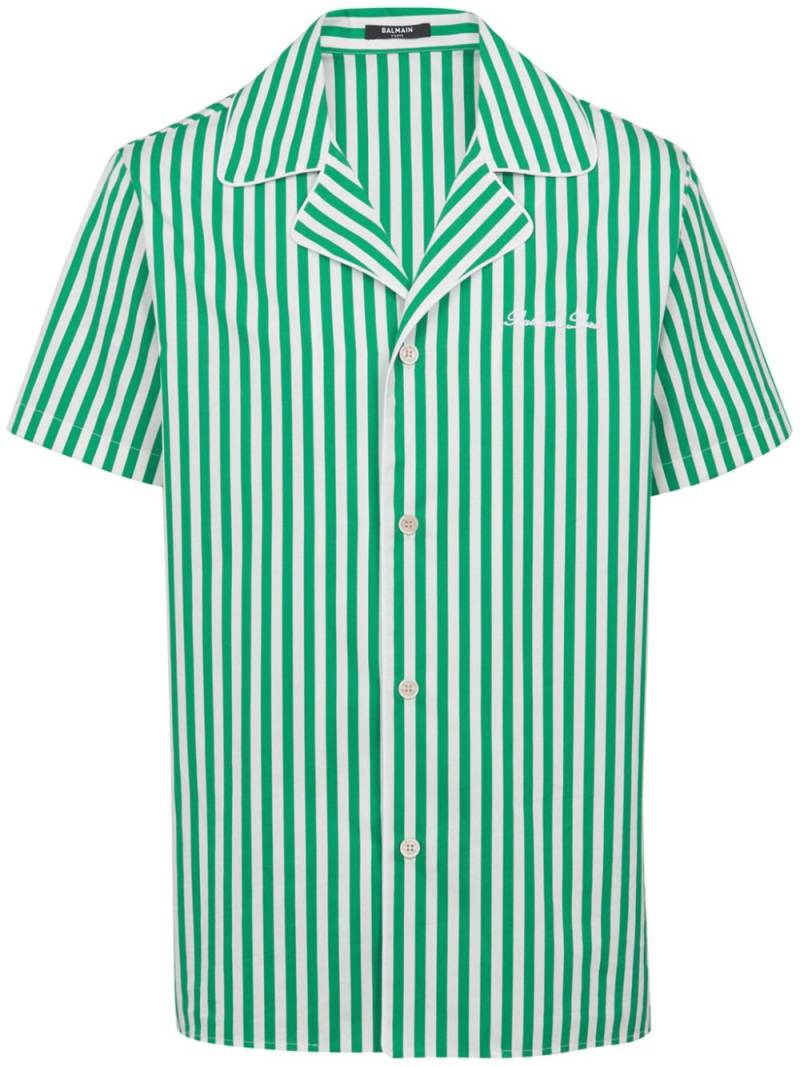 Balmain striped cotton pyjama shirt - Green von Balmain