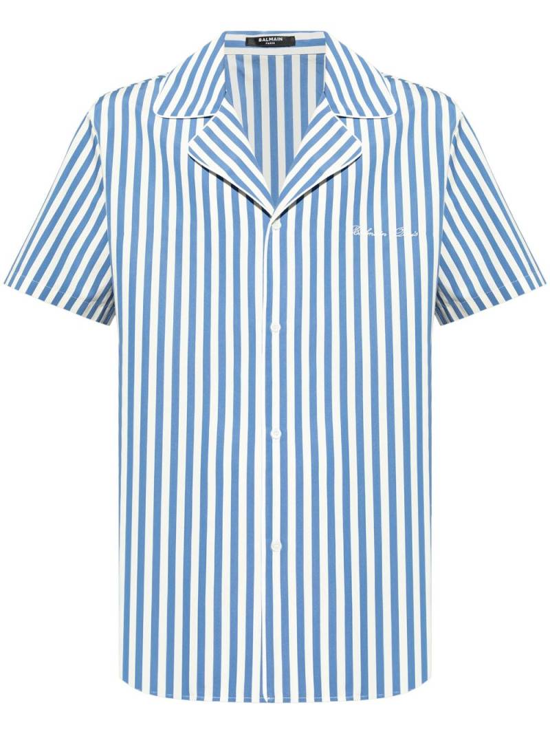 Balmain striped cotton shirt - Blue von Balmain