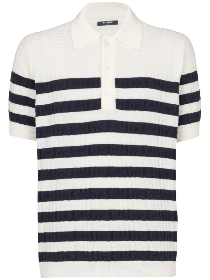 Balmain striped knitted polo shirt - White von Balmain