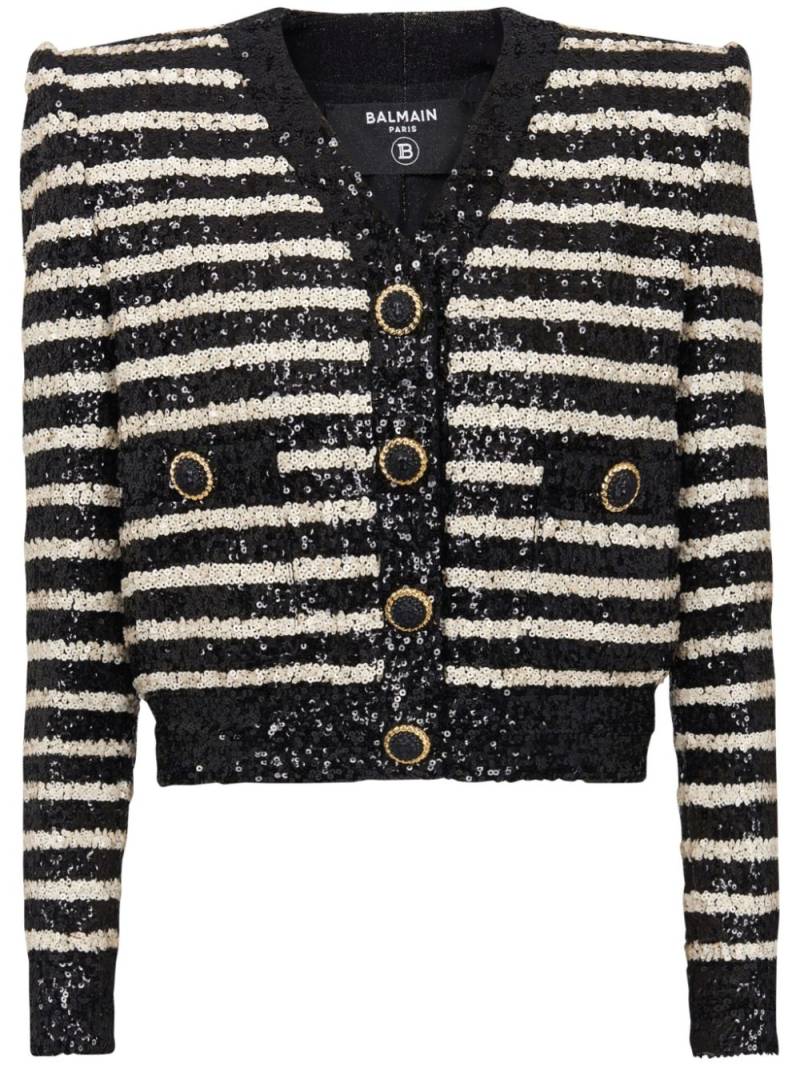 Balmain striped sequinned jacket - Black von Balmain