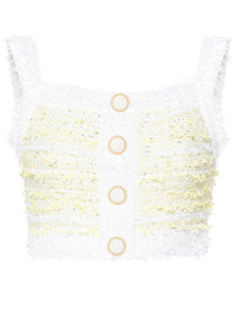 Balmain striped tweed crop top - White von Balmain