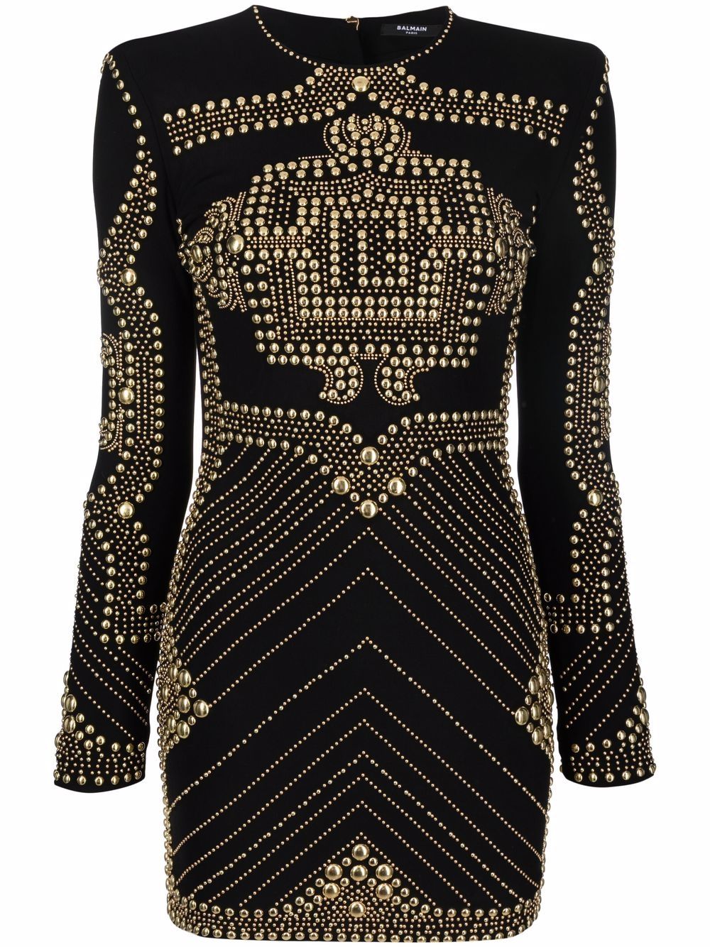 Balmain stud-embellished long-sleeve dress - Black von Balmain