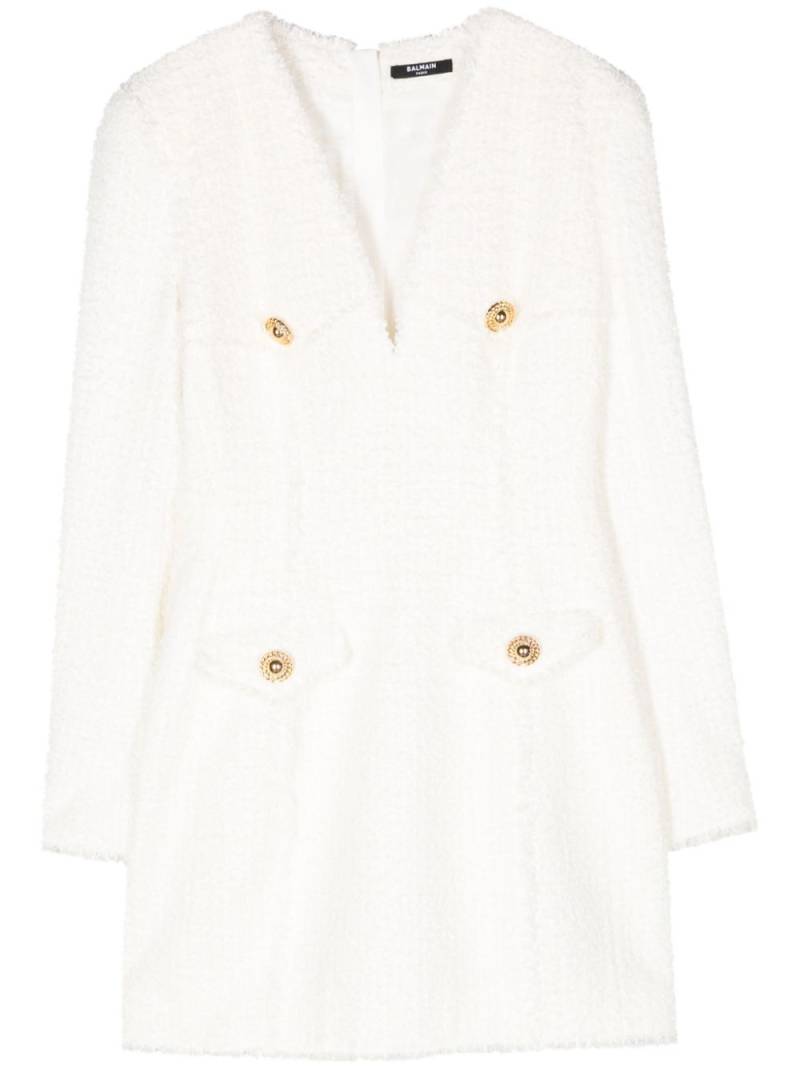 Balmain button-embellished tweed minidress - White von Balmain