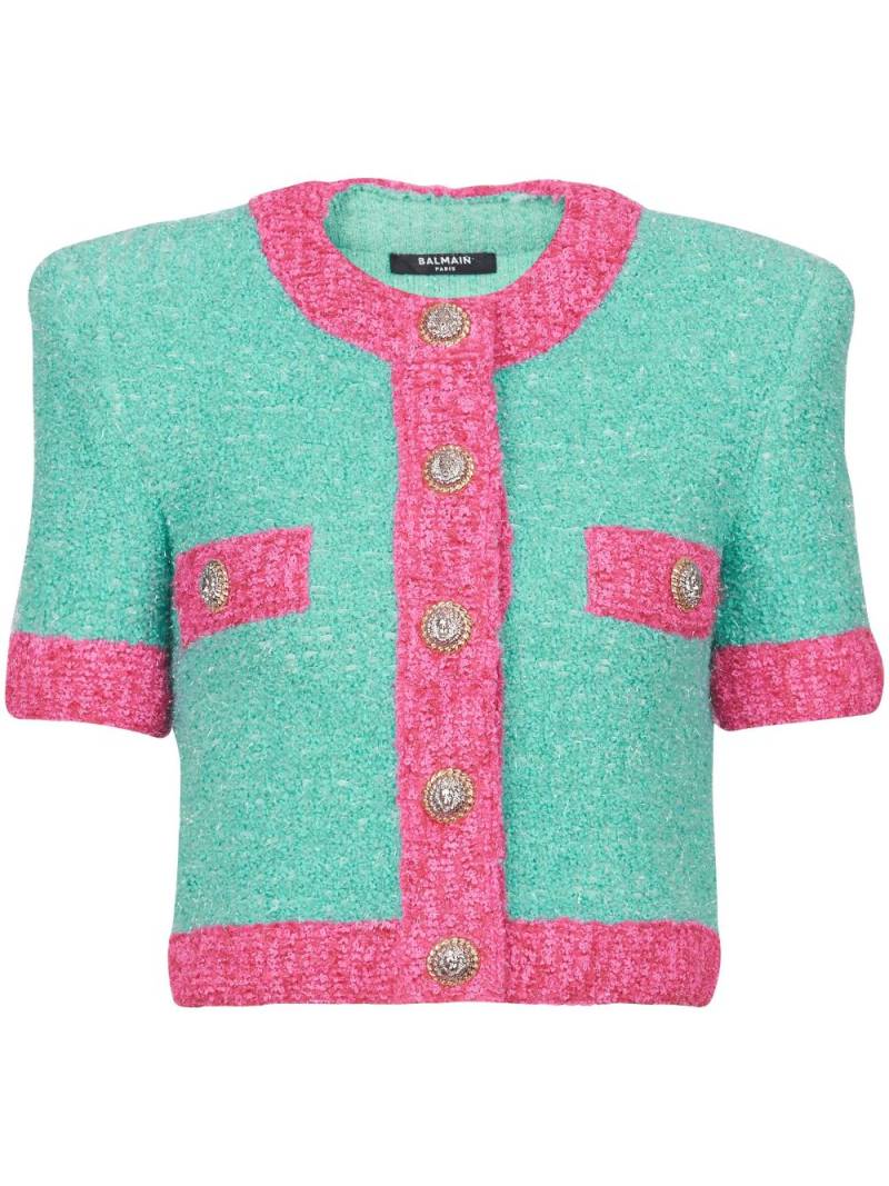 Balmain two-tone chenille cardigan - Green von Balmain