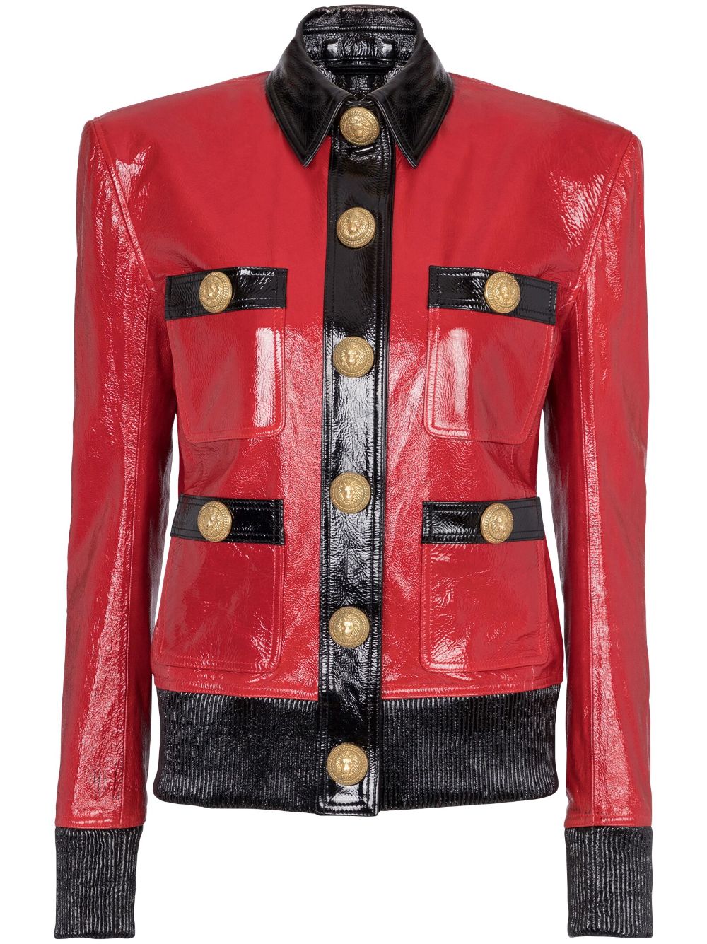 Balmain two-tone patent leather jacket - Red von Balmain