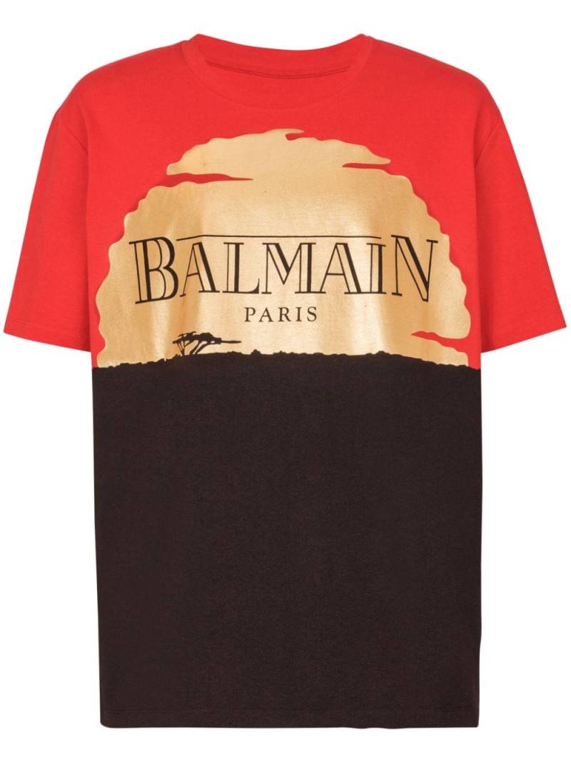 Balmain x Disney sunset-print T-shirt - Red von Balmain