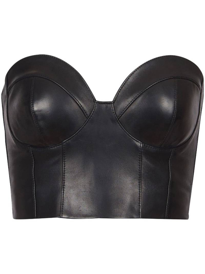 Balmain zip-up leather corset top - Black von Balmain