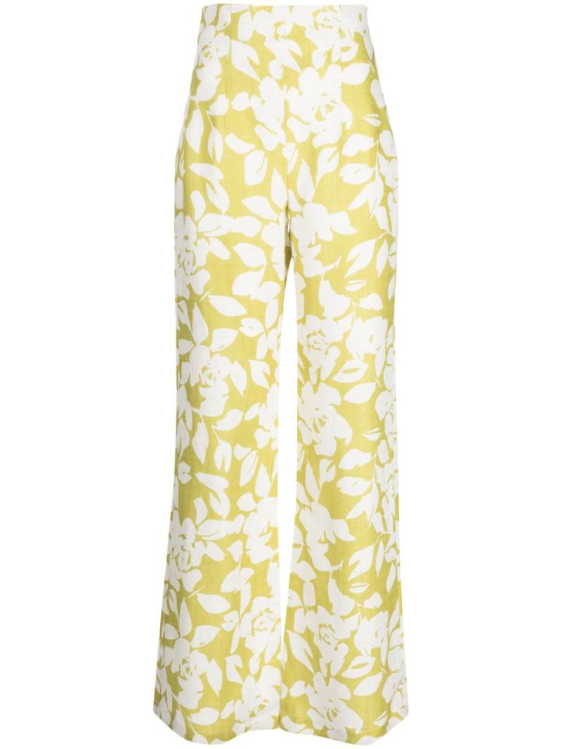 Bambah Green Lilly flared linen trousers - Yellow von Bambah