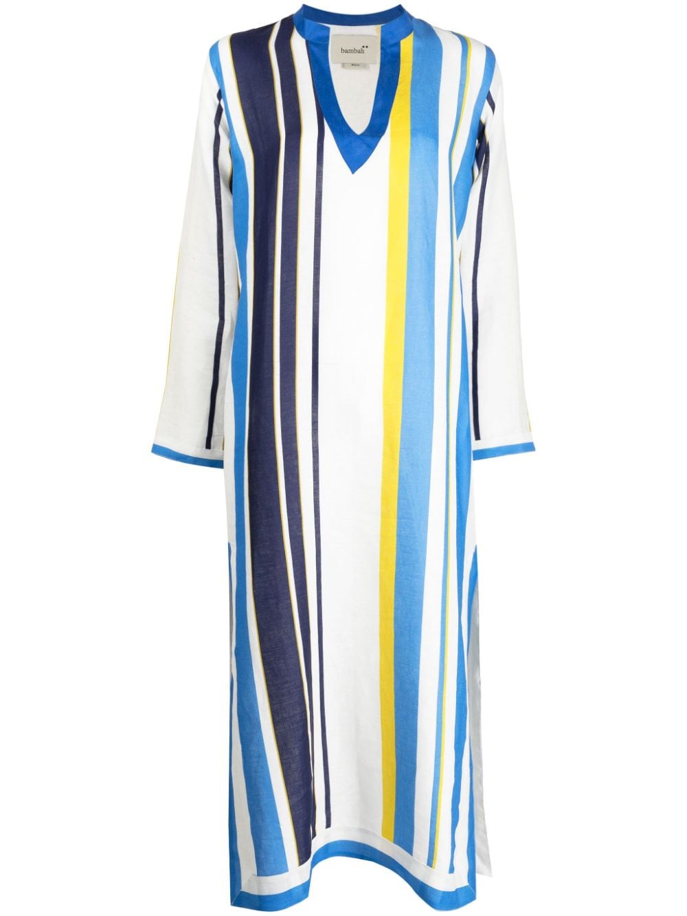 Bambah Rainbow Tuscan stripe-print kaftan - White von Bambah