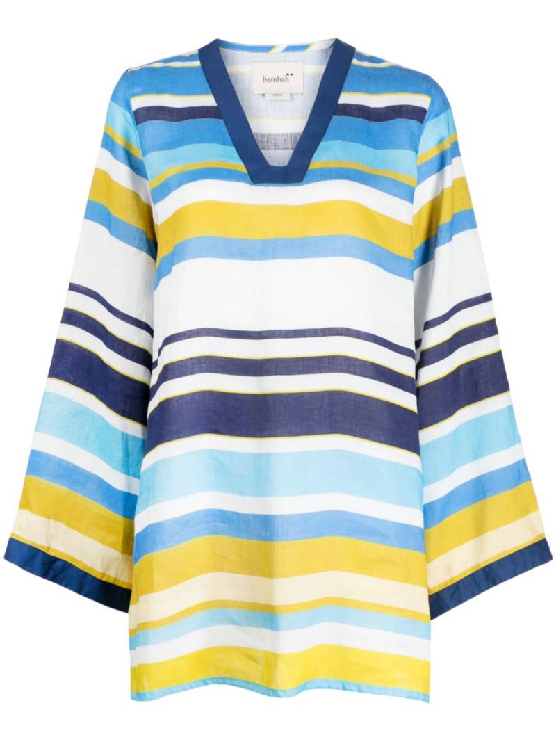 Bambah Rainbow V-neck linen tunic - Blue von Bambah