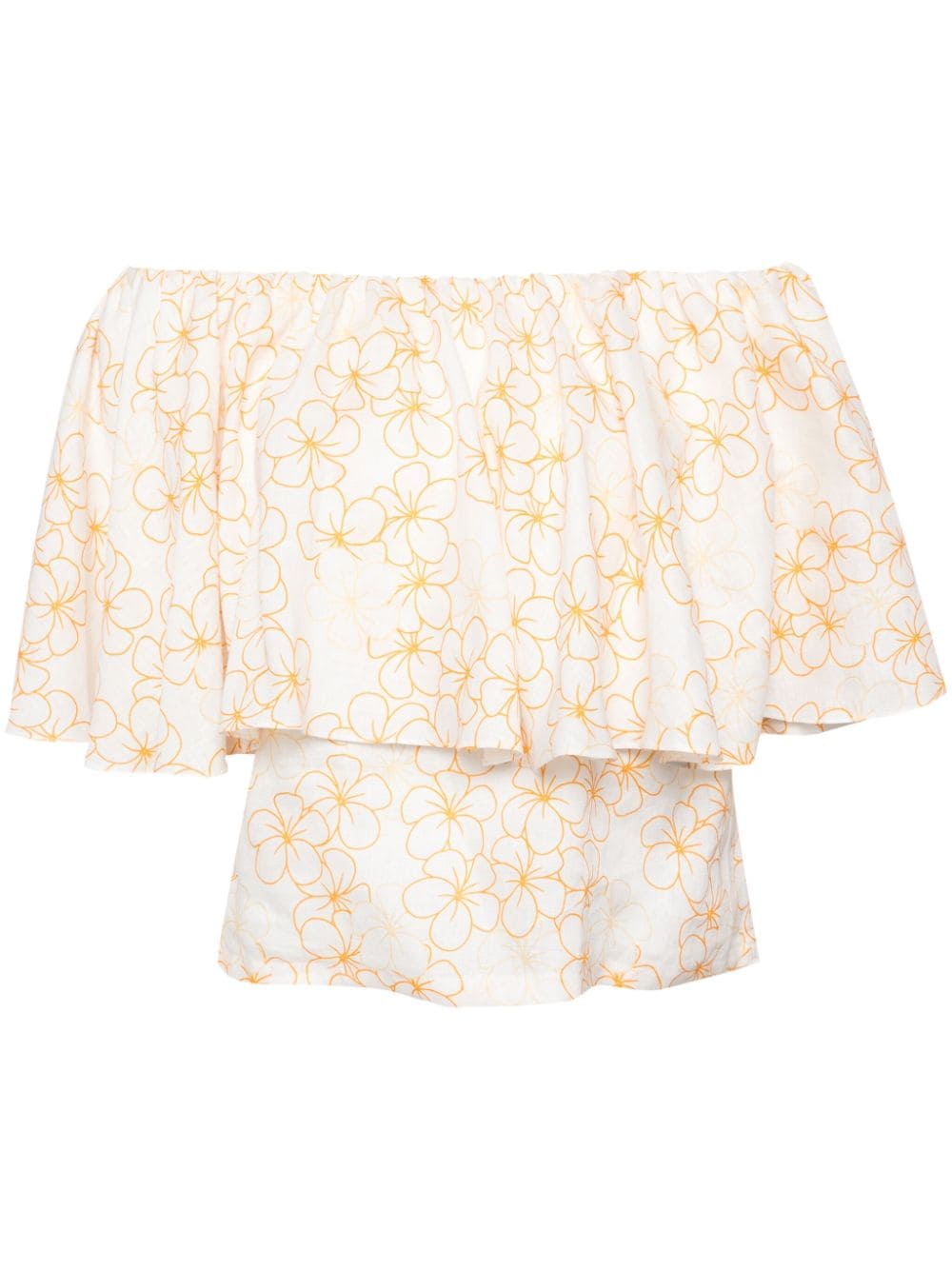 Bambah Yellow Daisy Ruffle Top - White von Bambah