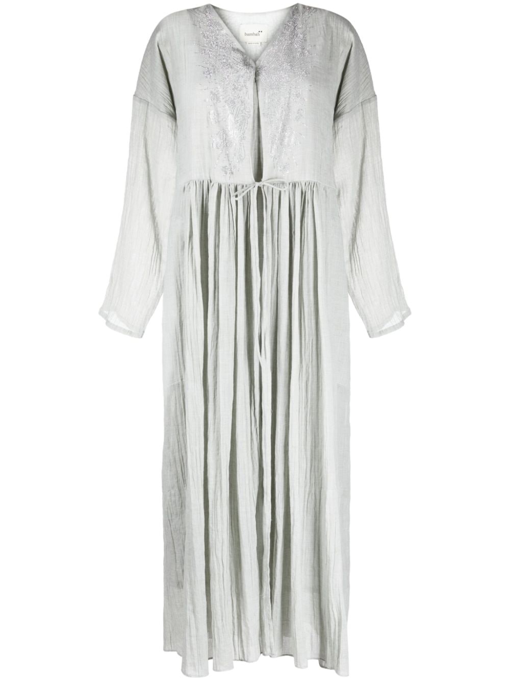 Bambah embroidered pleated kaftan dress - Grey von Bambah