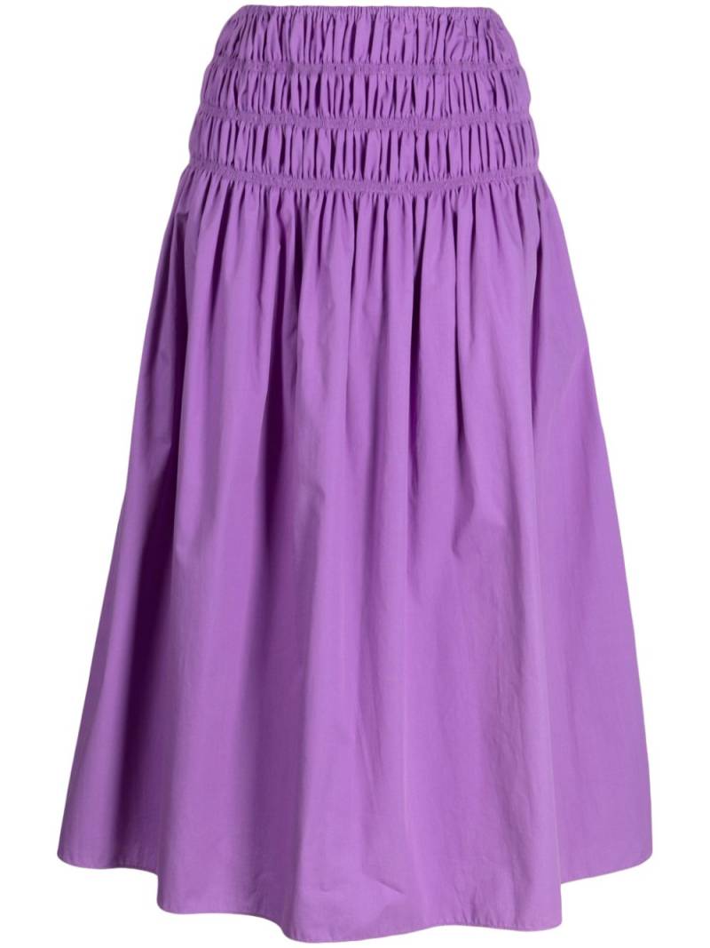 Bambah gathered cotton-poplin midi skirt - Purple von Bambah