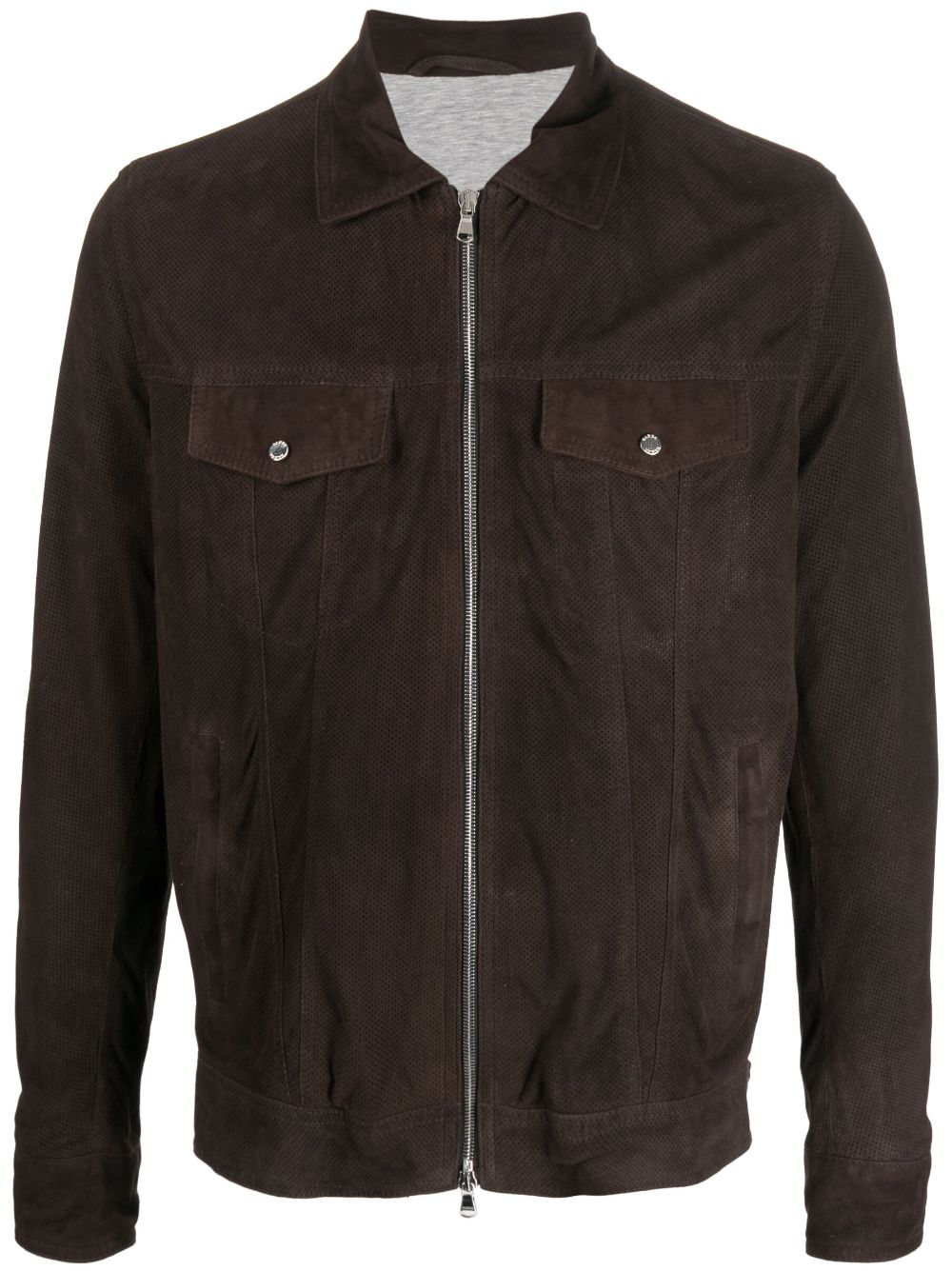 Barba chest flap-pocket leather jacket - Brown von Barba