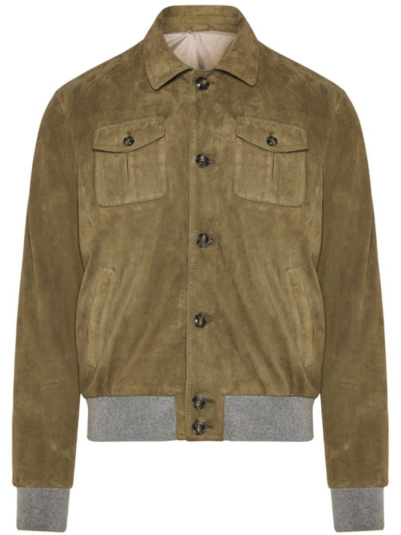 Barba classic-collar suede bomber jacket - Green von Barba