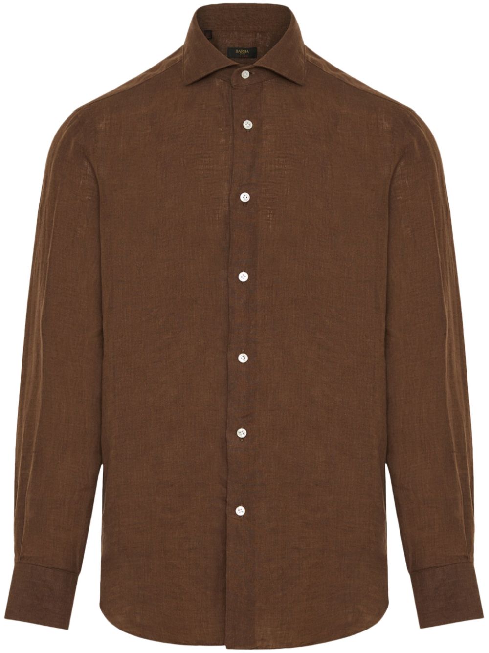 Barba cutaway-collar cotton shirt - Brown von Barba