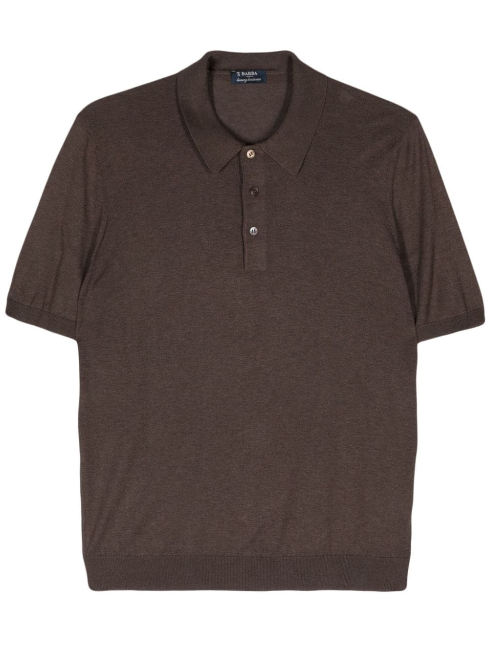 Barba fine-knit silk polo shirt - Brown von Barba