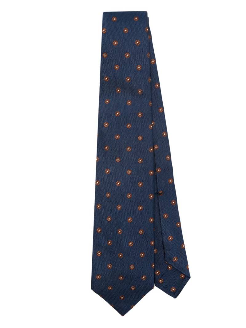 Barba floral-jacquard tie - Blue von Barba