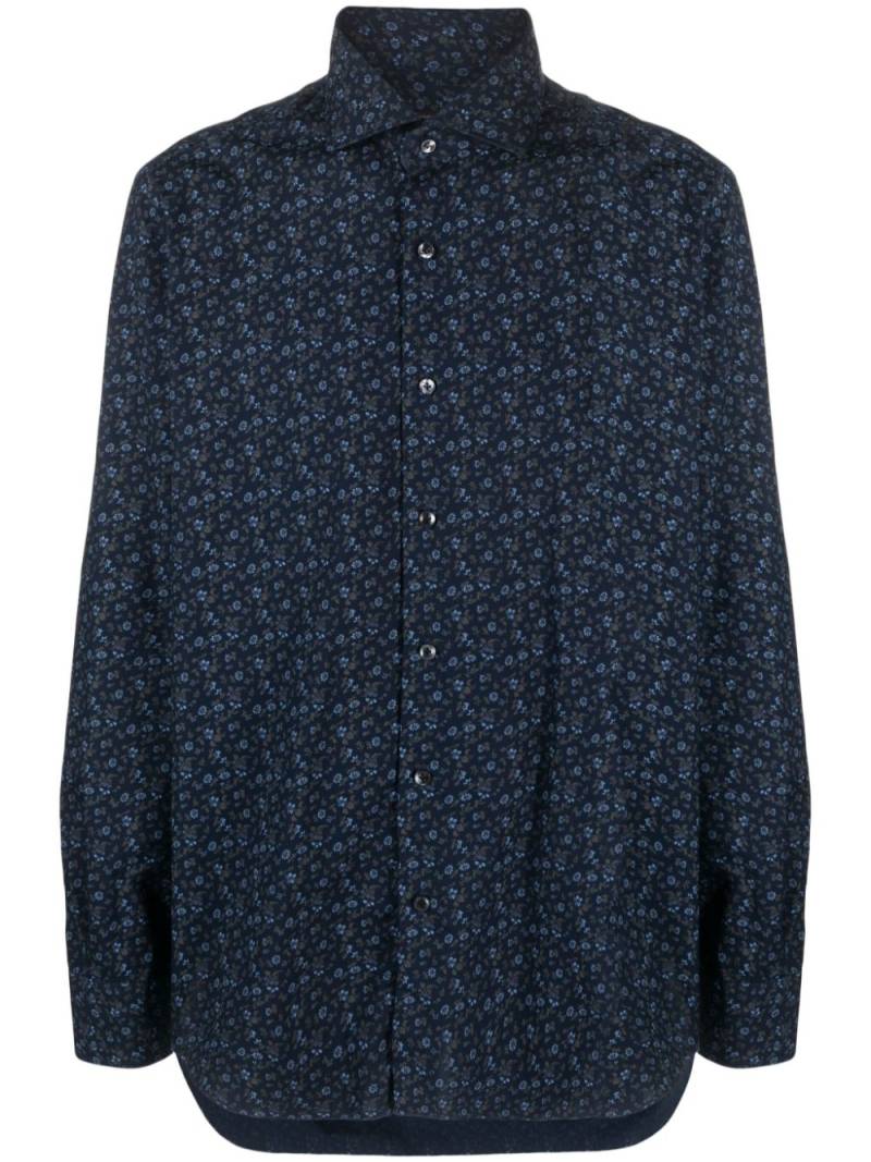 Barba floral-print cutaway-collar shirt - Blue von Barba