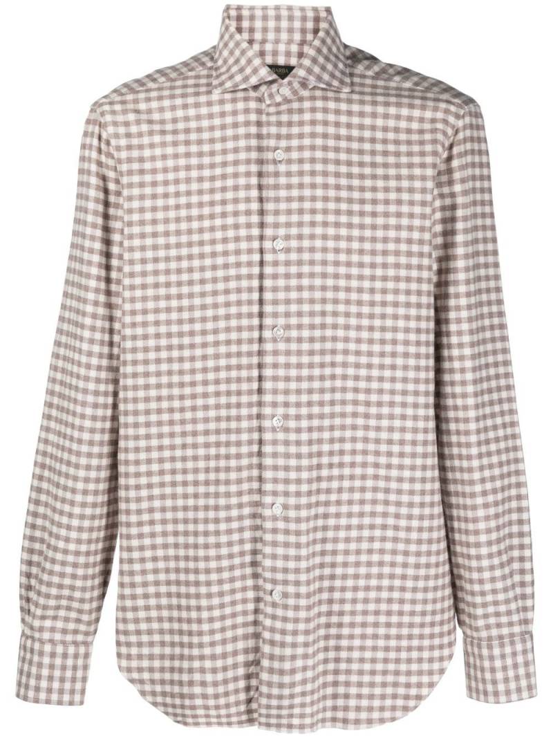 Barba gingham-check spread-collar shirt - White von Barba