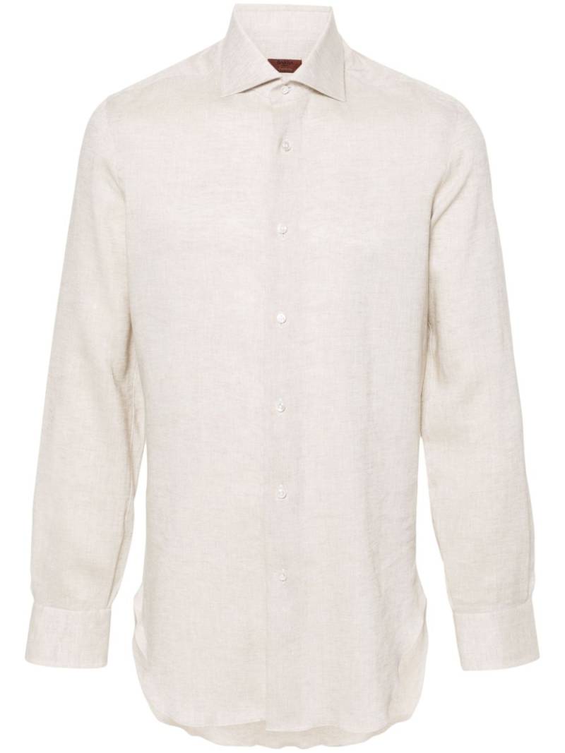 Barba long-sleeve linen shirt - Neutrals von Barba