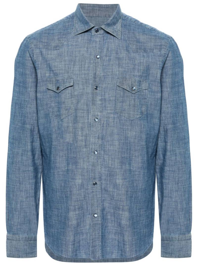 Barba mélange cotton shirt - Blue von Barba