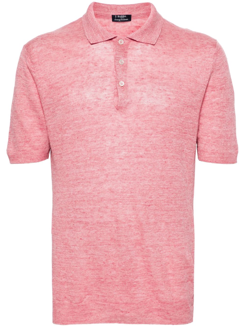 Barba mélange linen polo shirt - Pink von Barba