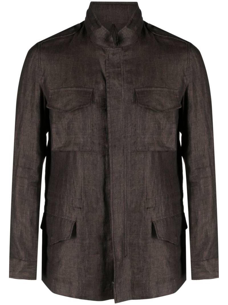 Barba multiple-pocket linen shirt jacket - Brown von Barba