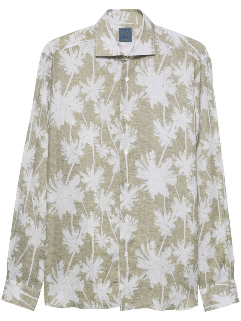 Barba palm tree-print linen shirt - Green von Barba