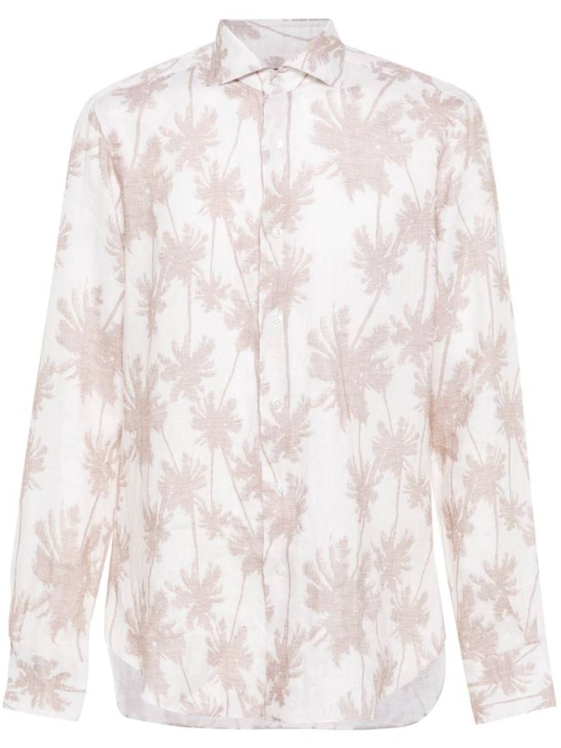 Barba palm-tree print linen shirt - Neutrals von Barba