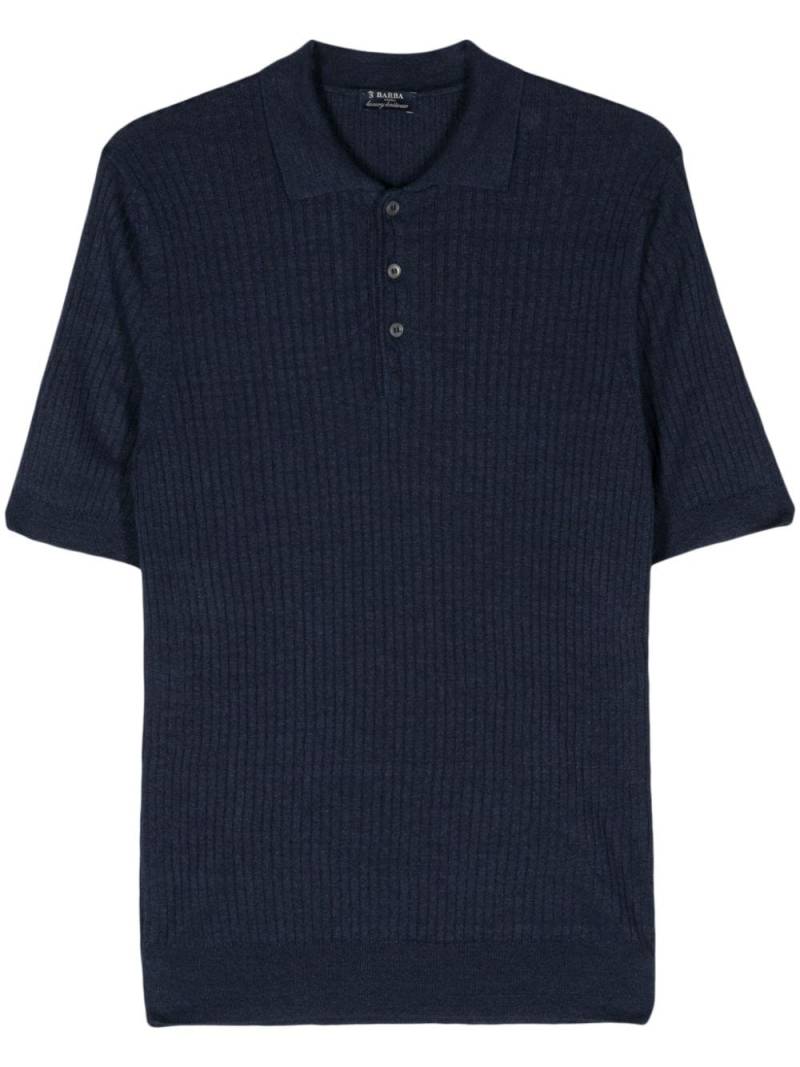 Barba ribbed-knit polo shirt - Blue von Barba